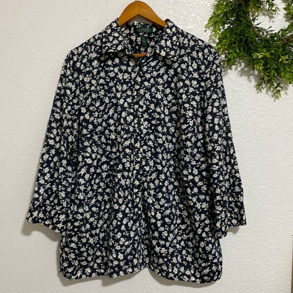 Lauren Ralph Lauren Black/White Floral Blouse